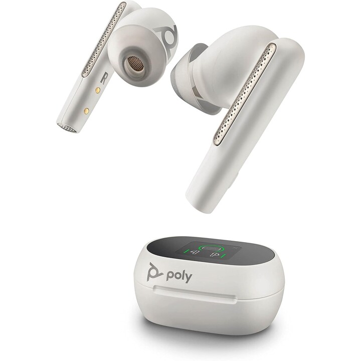 Poly Voyager Free 60+ True Auriculares inalámbricos – Micrófonos con cancelación de ruido para llamadas claras - ANC - Blanco