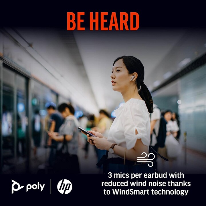 Poly Voyager Free 60+ True Auriculares inalámbricos – Micrófonos con cancelación de ruido para llamadas claras - ANC - Blanco