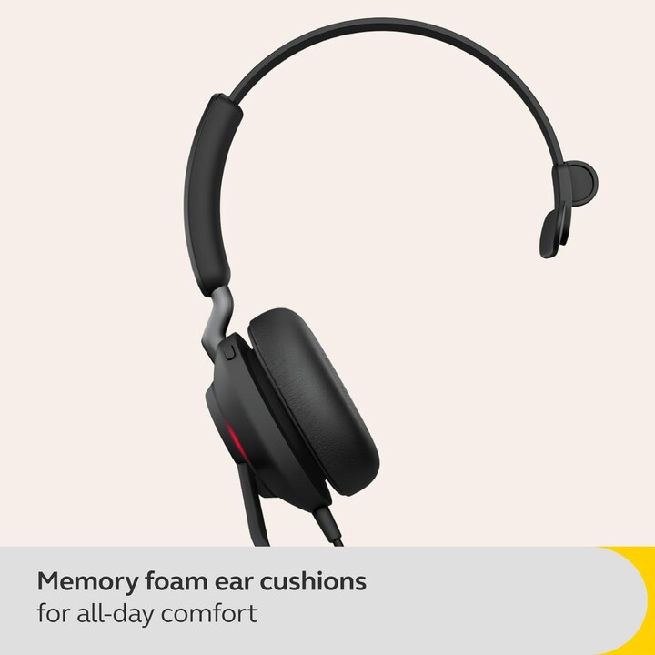 Jabra Headset Evolve2 40 SE USB-A UC Mono Auricular com tecnologia de chamada de 3 microfones
