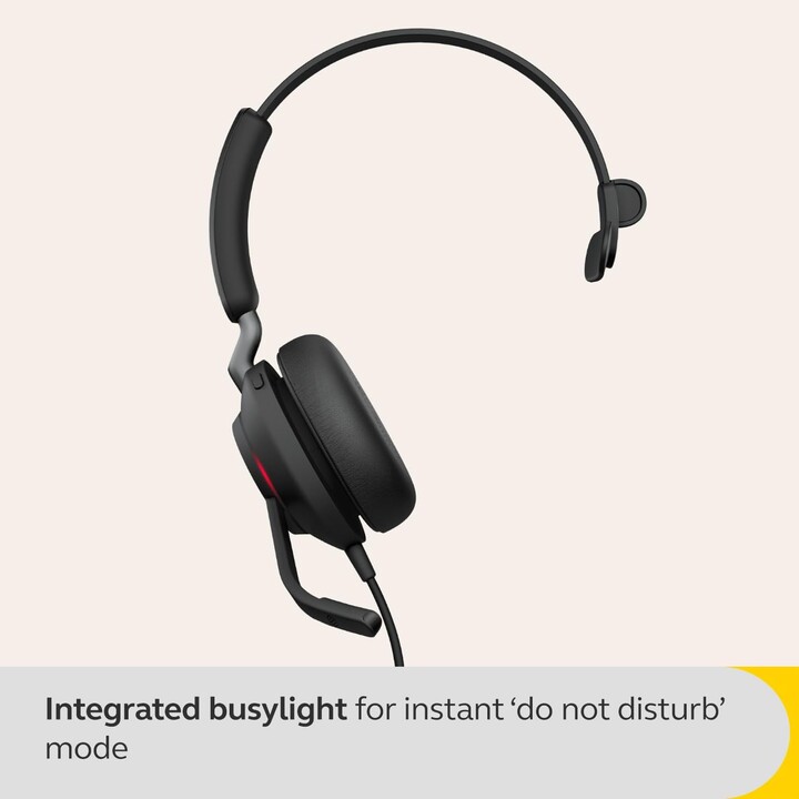 Jabra Headset Evolve2 40 SE USB-A UC Mono Auricular com tecnologia de chamada de 3 microfones