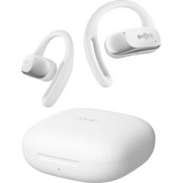 Shokz OpenFit Air, écouteurs sans fil blancs à crochet d'oreille, appels/musique/sport/usage quotidien, Bluetooth