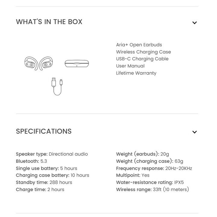 OPN Sound Aria+ auscultadores intra-auriculares sem fios pretos