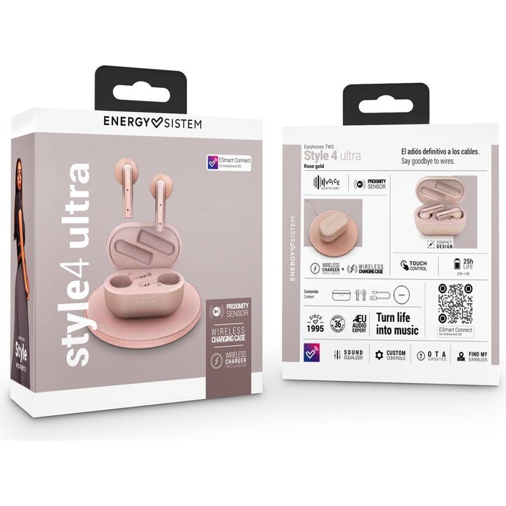 Auricular in-ear + mic energy style 4 ultra tws bluetooth oro rosa