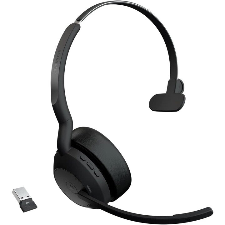 Jabra Evolve2 55 Auriculares inalámbricos mono Air Comfort Technology, Micrófonos con cancelación de ruido, Cancelación activa d