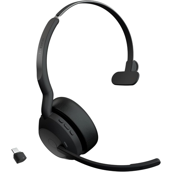 Jabra Evolve2 55 Auriculares inalámbricos mono Tecnología de confort aéreo, Micrófonos con cancelación de ruido y ANC