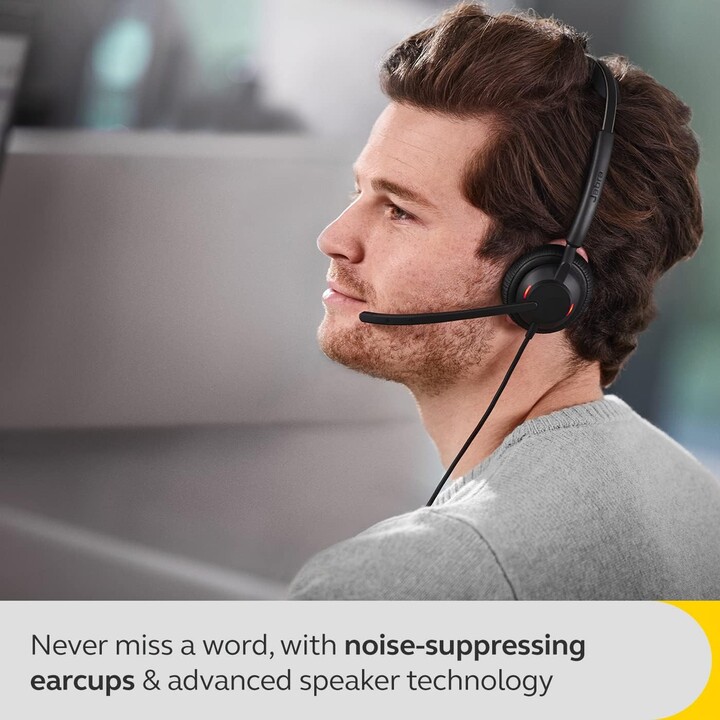 Jabra Engage 50 II Auriculares mono con cable con Link Call Control, Tecnología de 3 micrófonos con cancelación de ruido y USB-C