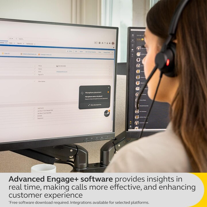 Jabra Engage 50 II Auriculares mono con cable con Link Call Control, Tecnología de 3 micrófonos con cancelación de ruido y USB-C