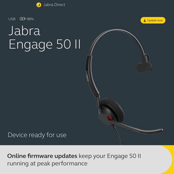 Jabra Engage 50 II Auriculares mono con cable con Link Call Control, Tecnología de 3 micrófonos con cancelación de ruido y USB-C