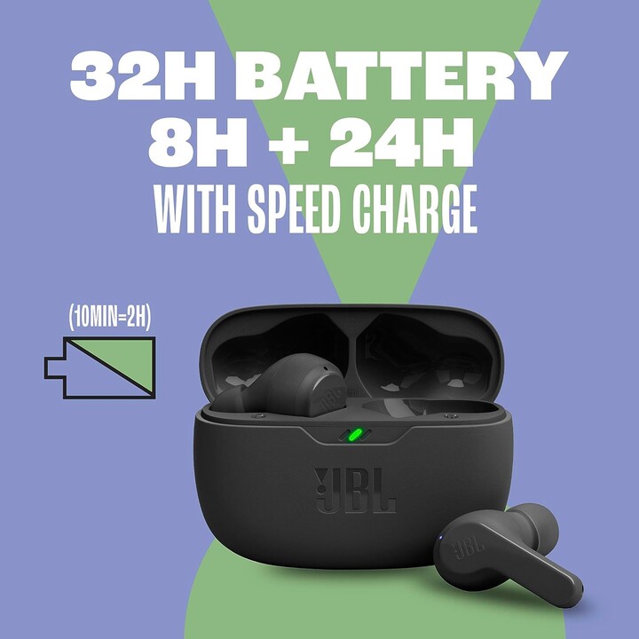 JBL Vibe Beam True Wireless JBL Auriculares con sonido de graves profundos, Bluetooth 5.2, Resistente al agua y al polvo, Hands-
