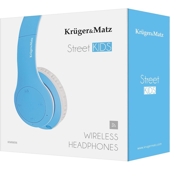 Cuffie over-ear wireless per bambini Kruger&Matz modello Street Kids, colore blu
