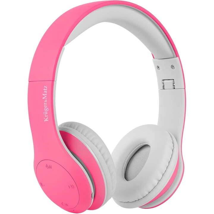 Kruger&Matz wireless over-ear headphones for children model Street Kids, pink color