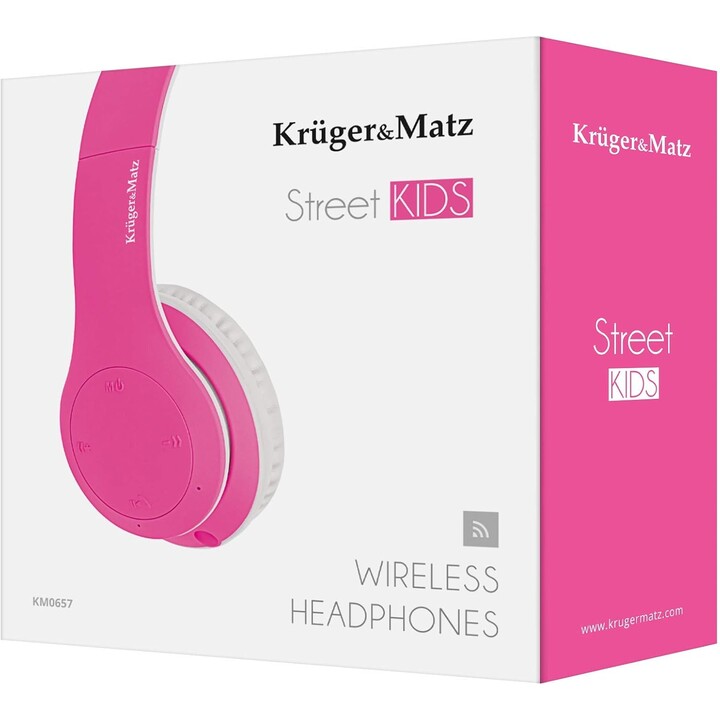 Kruger&Matz wireless over-ear headphones for children model Street Kids, pink color