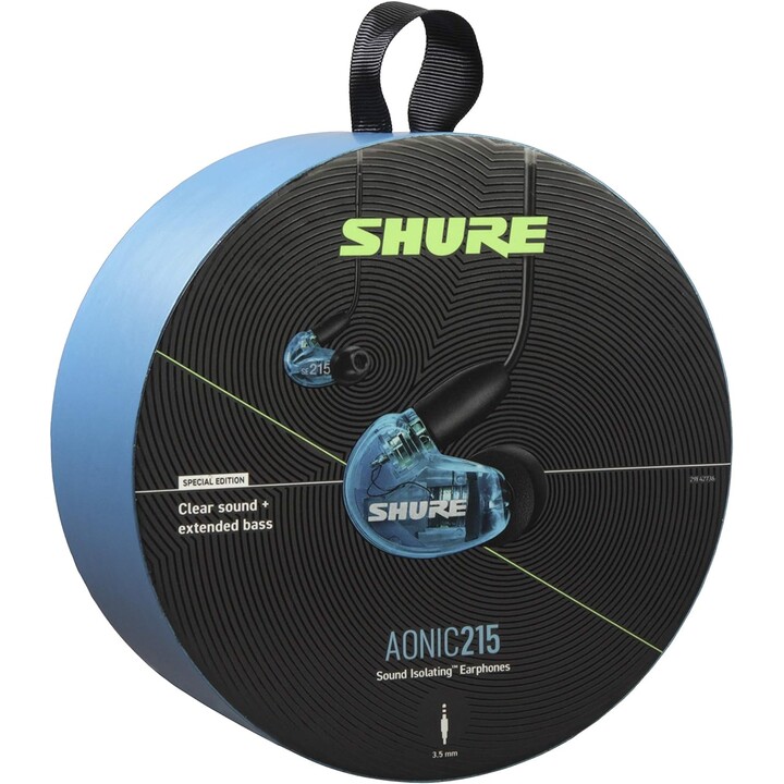 Shure AONIC 215 - auriculares de botón con transductor único y cable de 3,5 mm (azul)