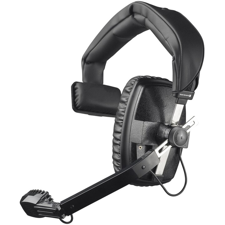 Fone de ouvido Beyerdynamic de um ouvido com microfone hipercardióide dinâmico, 50 Ohm, preto Preto