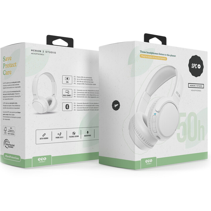 SPC Heron 2 Studio Wireless Headphones/ with Microphone/ Bluetooth/ White