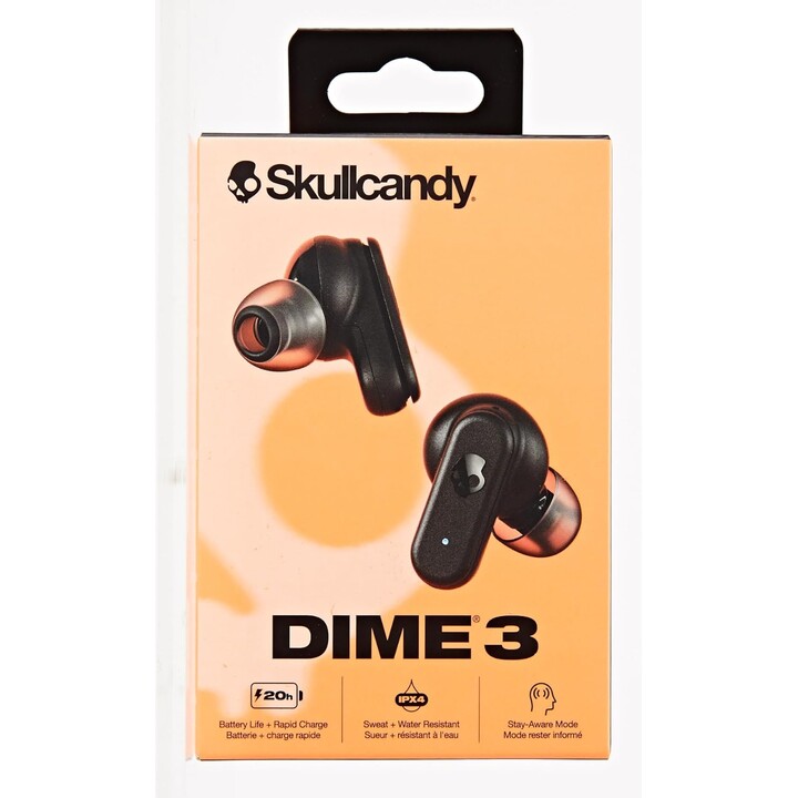 Skullcandy Dime 3 Kabellose In-Ear-Kopfhörer, 20 Stunden, Mikrofon und Bluetooth-Unterstützung, Schwarz