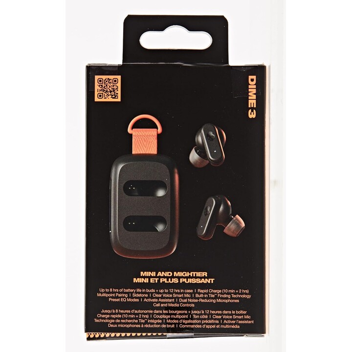 Skullcandy Dime 3 Kabellose In-Ear-Kopfhörer, 20 Stunden, Mikrofon und Bluetooth-Unterstützung, Schwarz