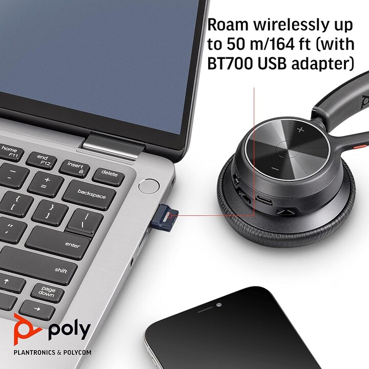 POLY Voyager 4310 UC Auriculares Inalámbrico Diadema Oficina/Centro de llamadas USB tipo A Bluetooth Negro