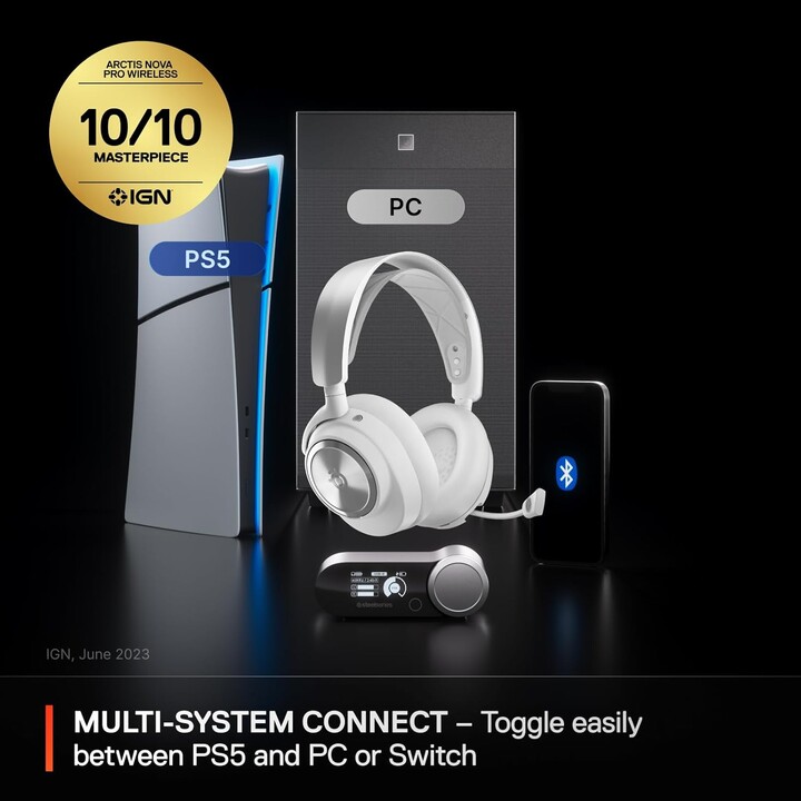 Steelseries Arctis Nova Pro Wireless Auriculares Inalámbrico Y Alámbrico Diadema Juego Bluetooth Plata, Blanco