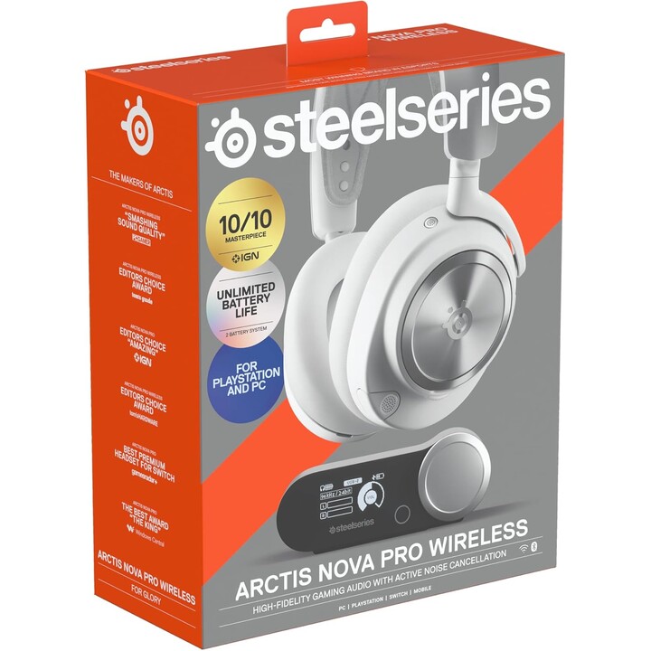 Steelseries Arctis Nova Pro Wireless Auriculares Inalámbrico Y Alámbrico Diadema Juego Bluetooth Plata, Blanco