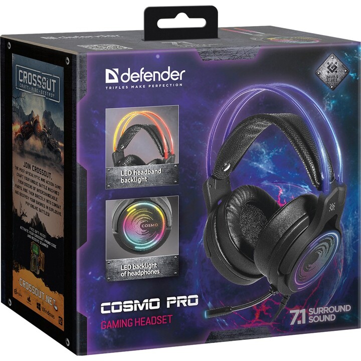 Defender COSMO PRO 7.1 VIRTUAL SOUND Backlit Gaming USB RGB + GAMING Kopfhörer mit Mikrofon
