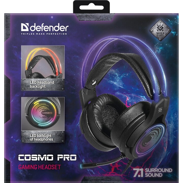 Defender COSMO PRO 7.1 VIRTUAL SOUND Backlit Gaming USB RGB + GAMING Kopfhörer mit Mikrofon