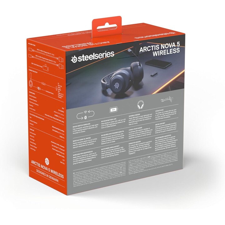 SteelSeries Arctis Nova 5 Wireless - Auriculares para juegos - Controladores magnéticos de neodimio - Más de 100 preajustes de a