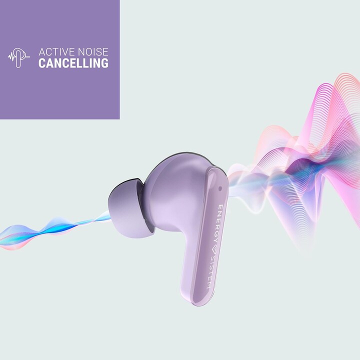 Energy Sistem Serenity ANC, Bluetooth Headphones, 4 Microphones, 25 Hours, Purple