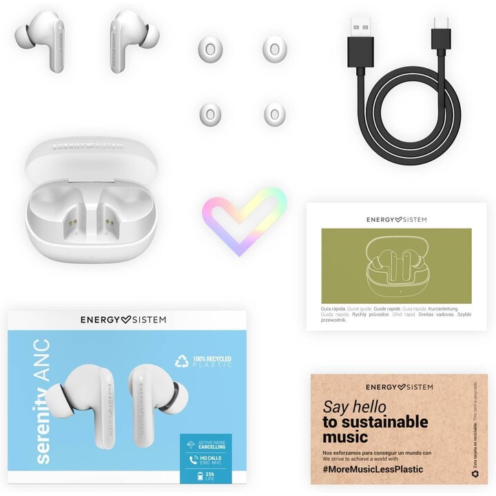Auricular in-ear + mic energy serenity anc tws bluetooth white