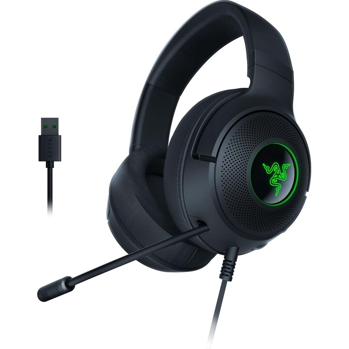 Razer Kraken V3 X USB, cuffie da gioco cablate, driver da 40 mm, microfono cardioide HyperClear, nero