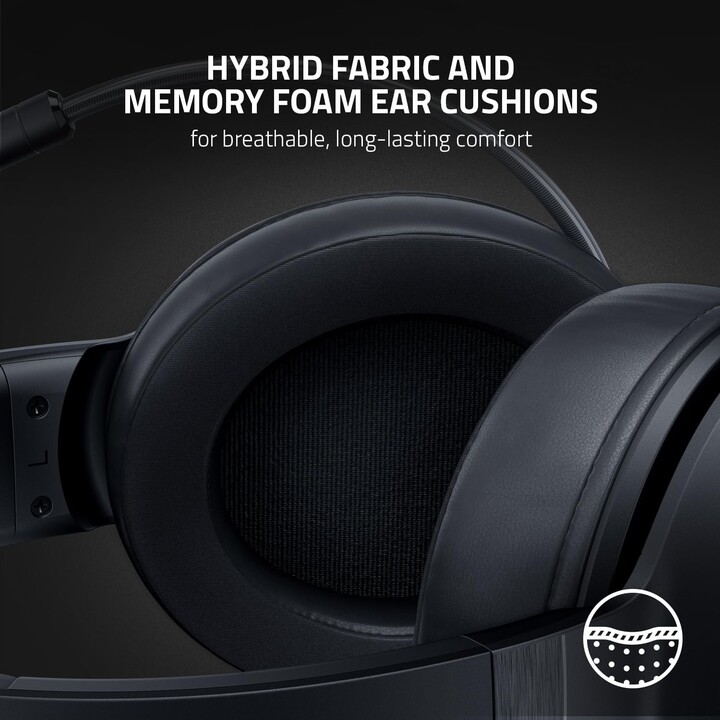 Razer Kraken V3 X USB, cuffie da gioco cablate, driver da 40 mm, microfono cardioide HyperClear, nero