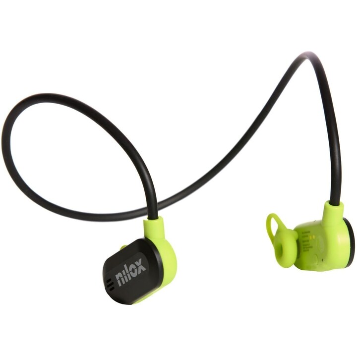 Nilox AirTunes Headphones, Auriculares Inalámbricos con Micrófono Dual ENC, Resistentes al Agua y al Polvo, 12 Horas