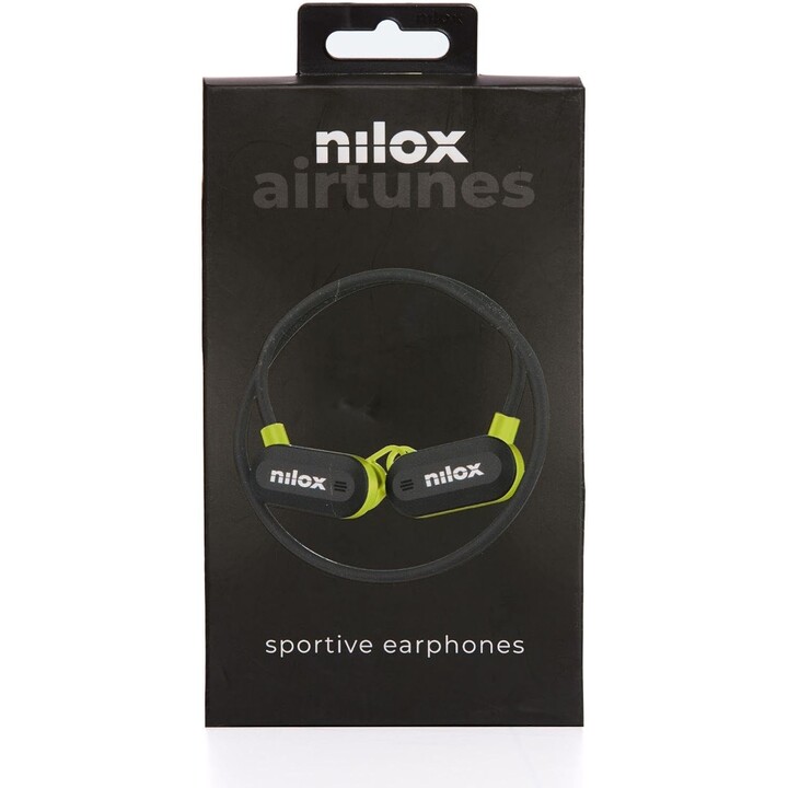 Nilox AirTunes Headphones, Auriculares Inalámbricos con Micrófono Dual ENC, Resistentes al Agua y al Polvo, 12 Horas