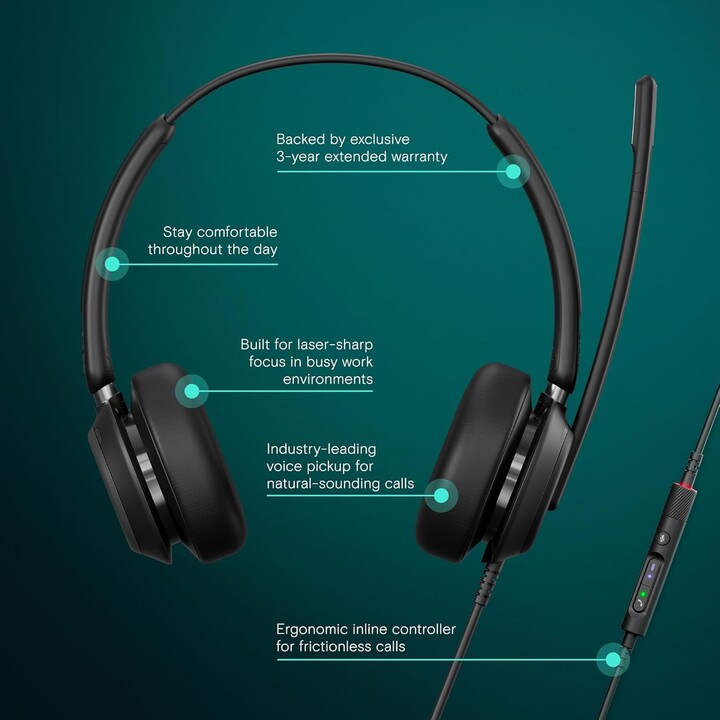 Casque de bureau EPOS Impact 760T, certifié pour les équipes Microsoft, suppression du bruit, USB-C, AI, ActiveGard, Busylight