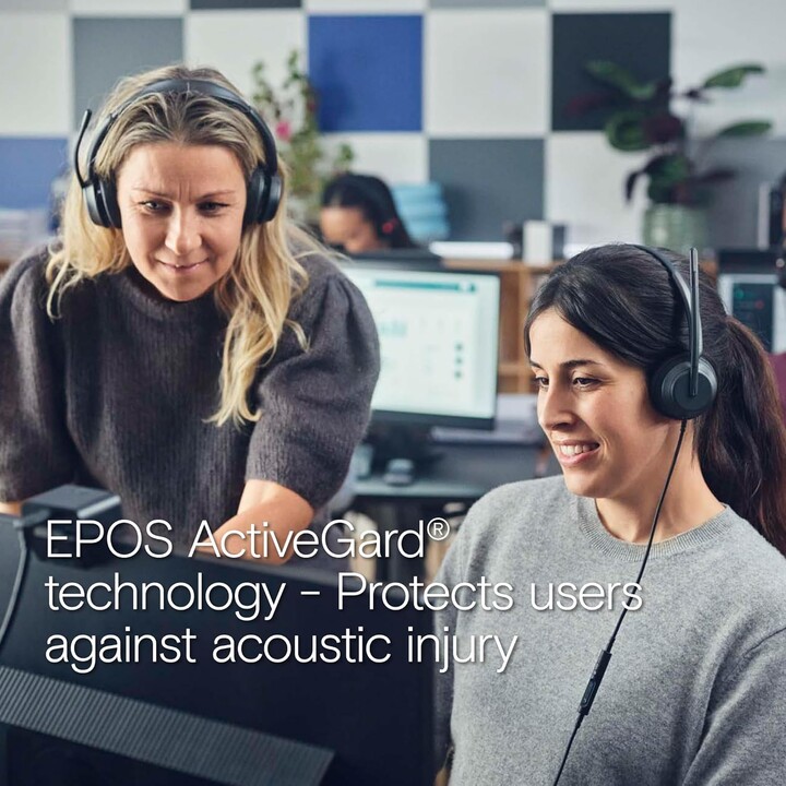 Casque de bureau EPOS Impact 760T, certifié pour les équipes Microsoft, suppression du bruit, USB-C, AI, ActiveGard, Busylight