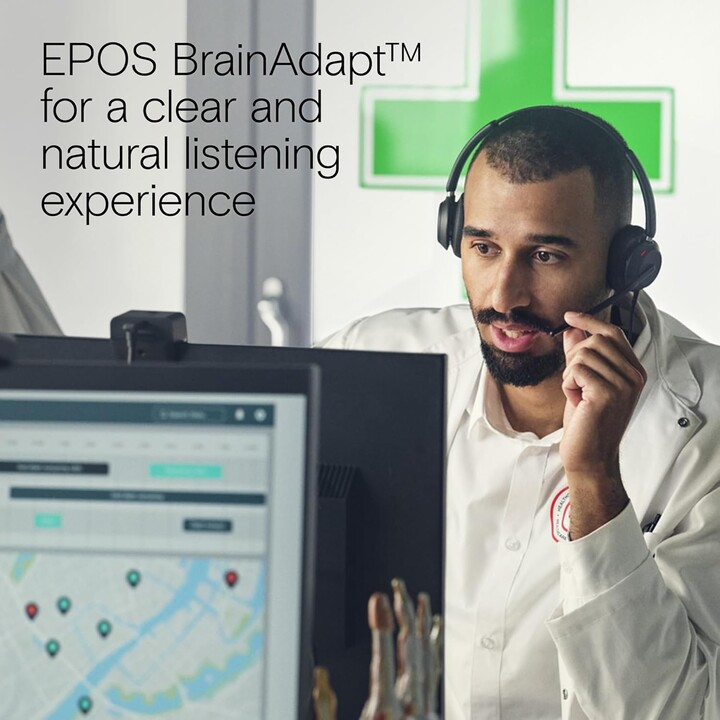 Casque de bureau EPOS Impact 760T, certifié pour les équipes Microsoft, suppression du bruit, USB-C, AI, ActiveGard, Busylight