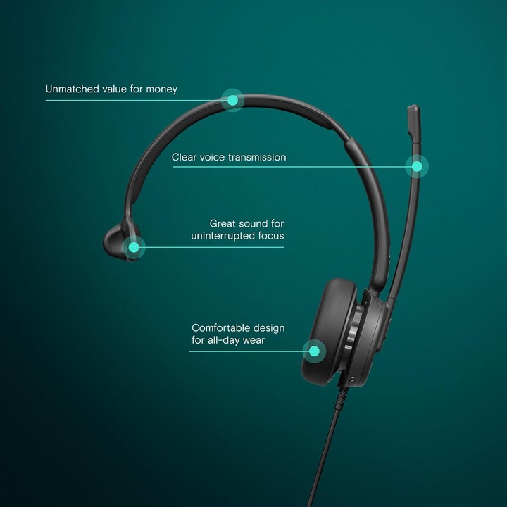 EPOS IMPACT 430T, cuffie mono on-ear con doppio microfono, cancellazione del rumore, USB-C/USB-A, Microsoft Teams, Plug-and-Play