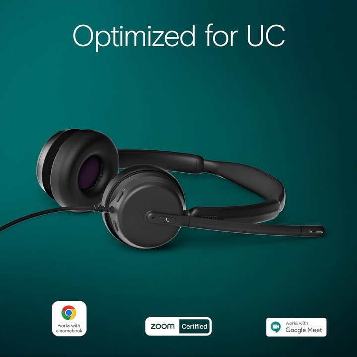 EPOS IMPACT 460, Auriculares supraaurales binaurales con micrófono dual, Cancelación de ruido, USB-C/USB/A, Plug-and-Play, Zoom,