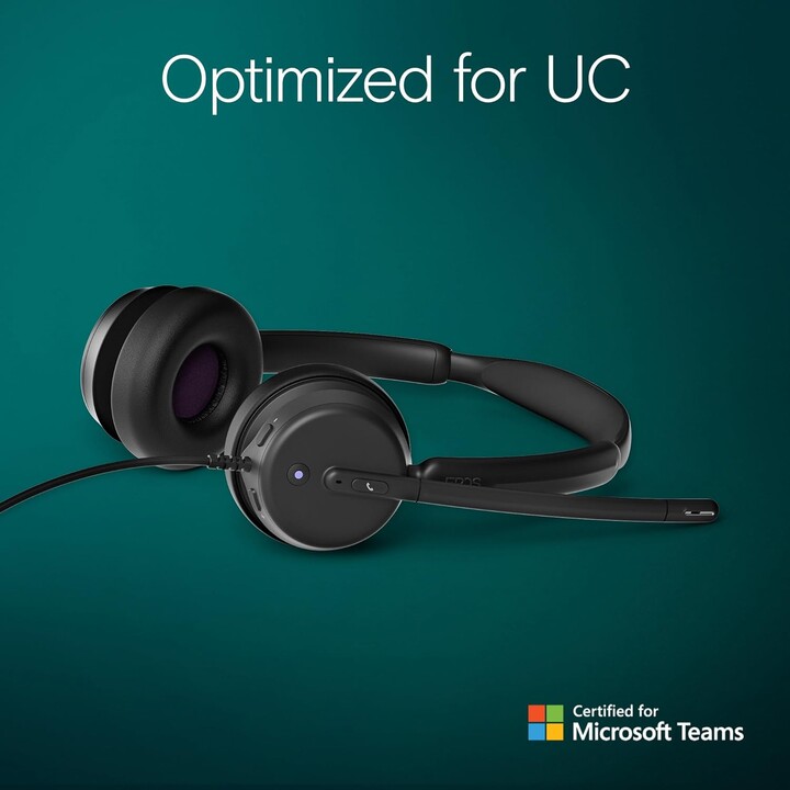 EPOS IMPACT 460T, Auriculares supraaurales binaurales con micrófono dual, Cancelación de ruido, USB-C/USB-A, Microsoft Teams, Zo