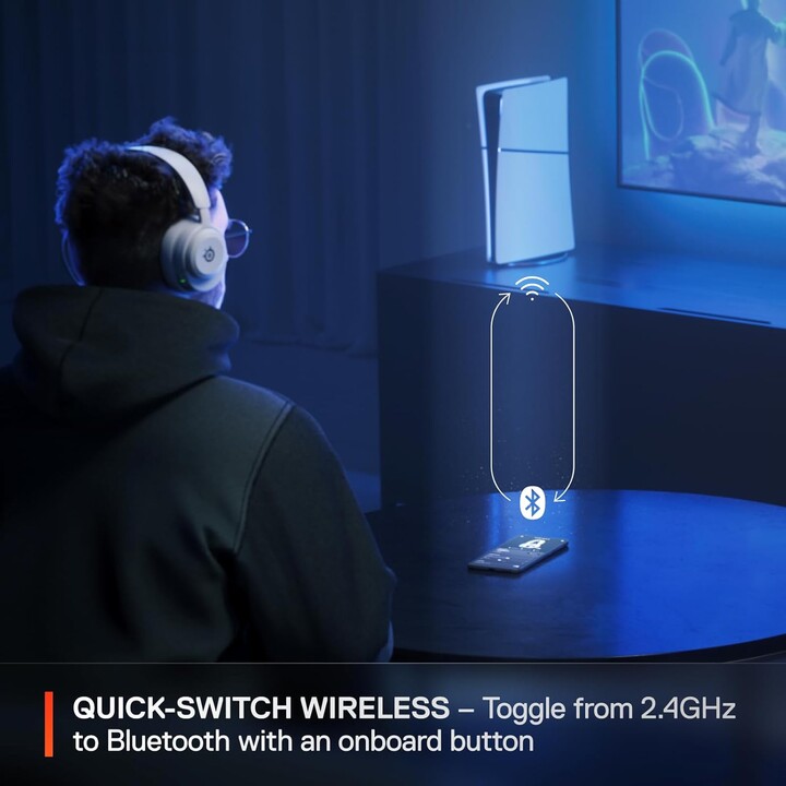 SteelSeries Arctis Nova 5P Wireless - Fone de ouvido para jogos multissistema - Branco - Drivers magnéticos de neodímio