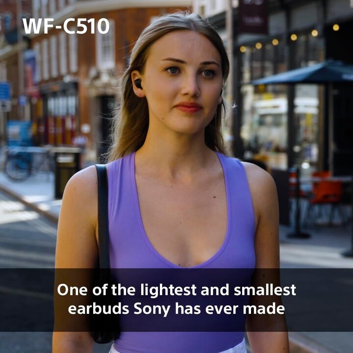 Auriculares inalámbricos Sony WF-C510 pequeños, ligeros, resistentes al agua IPX4, azules