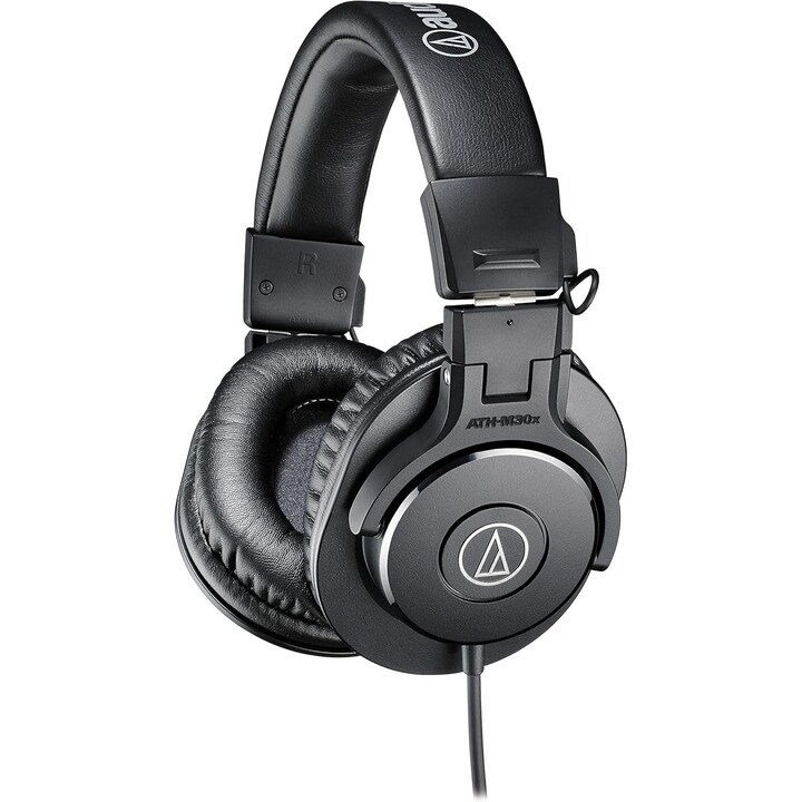 Audio-Technica M30x Professional Studio Auriculares para grabación en estudio, creadores, podcasts, Negro
