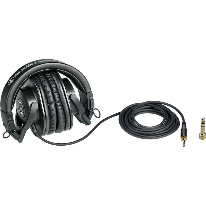 Audio-Technica M30x Professional Studio Auriculares para grabación en estudio, creadores, podcasts, Negro