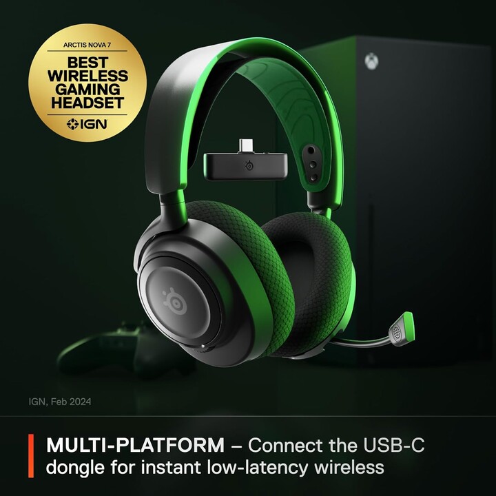 Steelseries Arctis Nova 7x Fones de ouvido sem fio e com fio Tiara Jogo USB Tipo C Bluetooth Preto, Verde