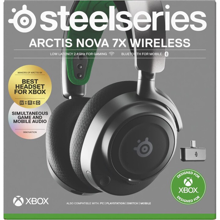 Steelseries Arctis Nova 7x Fones de ouvido sem fio e com fio Tiara Jogo USB Tipo C Bluetooth Preto, Verde