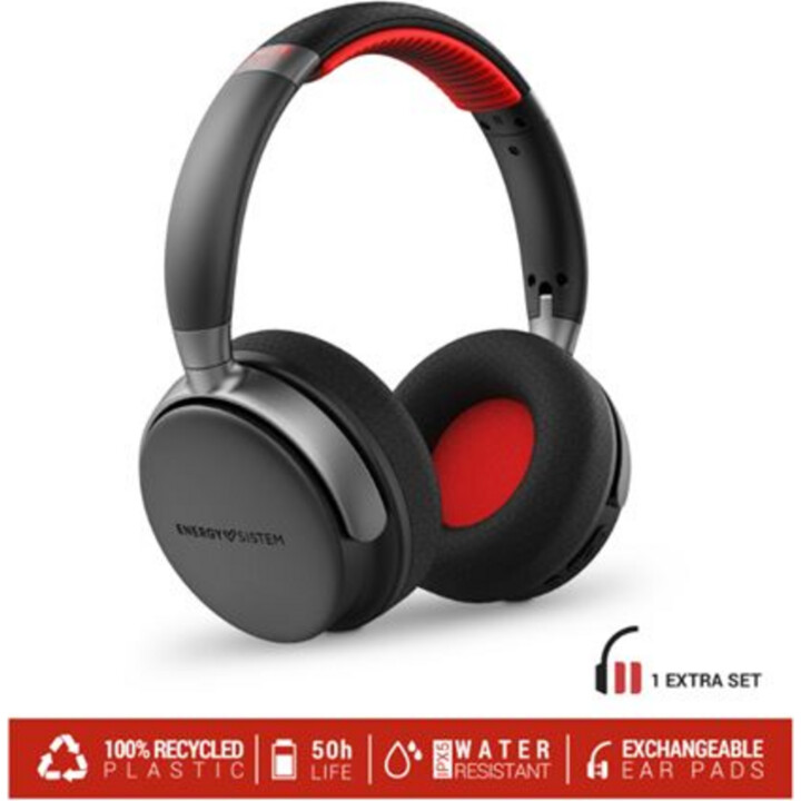 Auriculares de Diadema con Bluetooth ENERGY SISTEM Power Sport - USB Tipo C · Jack 3.5mm · BT · Micrófono · Negro