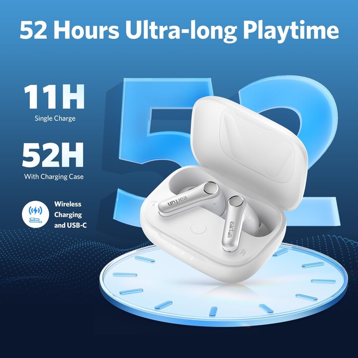 Earfun Air Pro 4 ANC QuietSmart 3.0 Cuffie Bluetooth lucide bianche