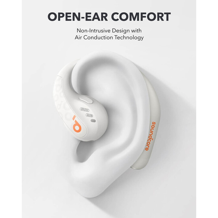 Soundcore AeroFit Pro, Auriculares Bluetooth Inalámbricos de Conducción de Aire, LDAC, IPX5, 46 Horas, Control por App, Blanco