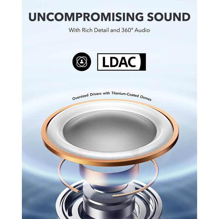 Soundcore AeroFit Pro, Auriculares Bluetooth Inalámbricos de Conducción de Aire, LDAC, IPX5, 46 Horas, Control por App, Blanco