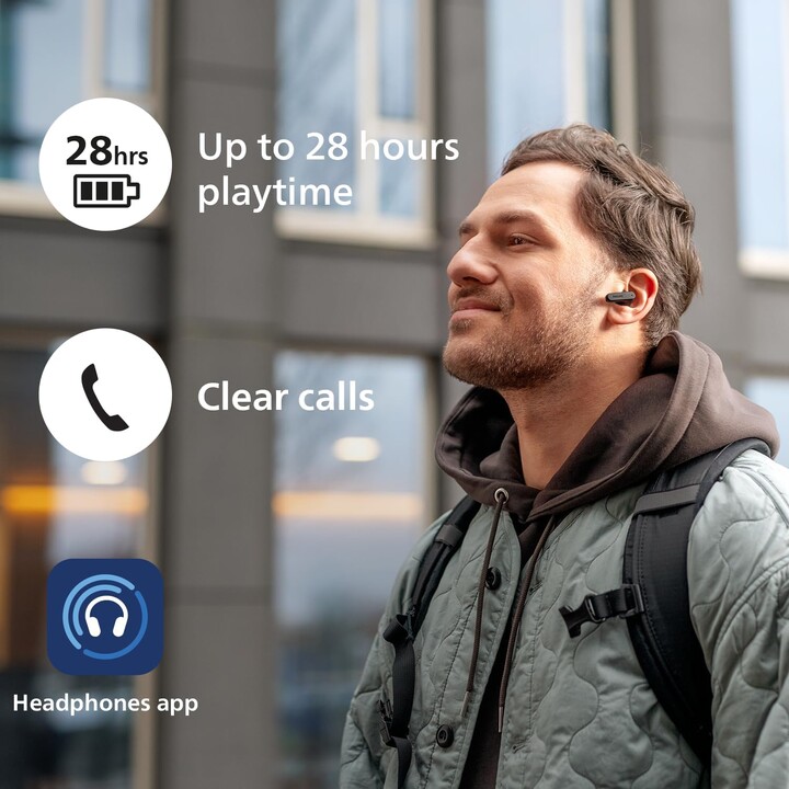 Auriculares Bluetooth Philips TAT2139BK con estuche de carga/ Autonomía 7h/ Negros